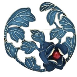 POL Floral Sculptural Blue Leaf Flower Elegamt Statement Boho Vintage | NWOT
